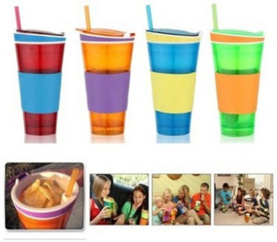

Gadget Bucket Snackeez 2 In 1 Snack & Drink Cup One Cup Plastic Mug(500 ml, Pack of 4)
