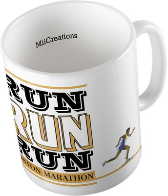 

MiiCreations Printed Run Run Run Boston Marathon Ceramic Mug(325 ml), Multicolor