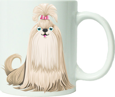 

Maison N Mode Cute Hair Cartoon Coffee Ceramic Mug(330 ml), Multicolor