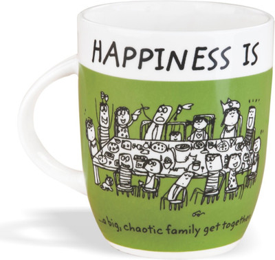

Clay Craft HAPPINESS IS-FAMILY GET TOGETHER Bone China Mug(350 ml), Multicolor