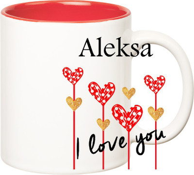 

Huppme I Love You Aleksa Inner Red (350 ml) Ceramic Mug(350 ml), Red;white