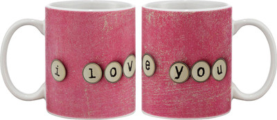 

Artifa I Love You Design Porcelain, Ceramic Mug(350 ml), Multicolor