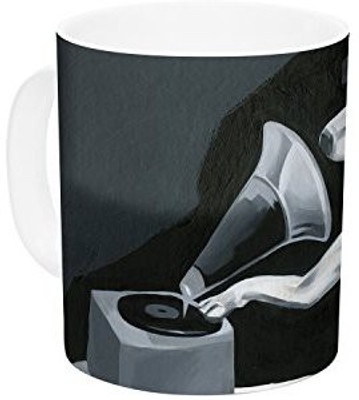 

Kess InHouse InHouse Thomas Fuchs History of The DJ Gray Black Ceramic Coffee, 11 oz, Multicolor Ceramic Mug(60 ml)