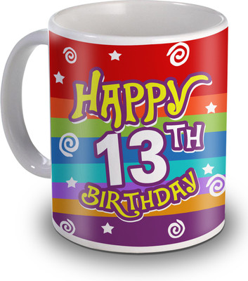 SKY TRENDS 13th Happy Birthday Gifts Ceramic Mug(350 ml), White