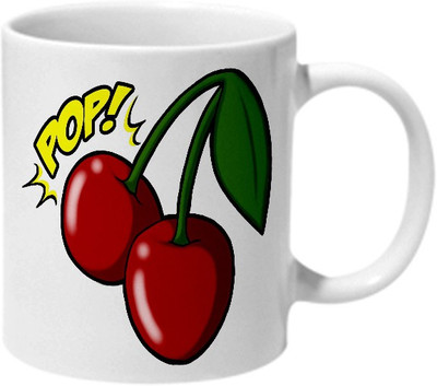 

Mooch Wale Pop Cherry Ceramic Mug(325 ml), Multicolor