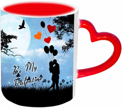 

Raj Laxmi kissing couple red handle valentine Ceramic Mug(350 ml)