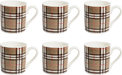 

La Platina Lp-A-203-CoffeeMugSet Bone China, Porcelain Mug(130 ml, Pack of 6), Multicolor