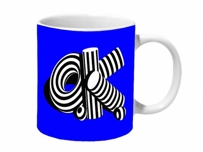 

Mooch Wale Ok Blue Baground Ceramic Mug(325 ml), Multicolor