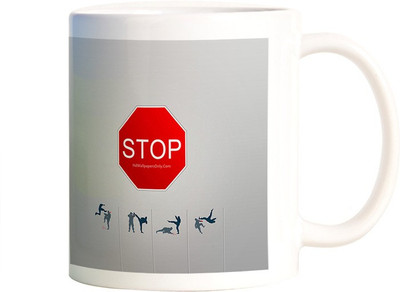 

Rangeele Inkers Stop Sign Ninja Ceramic Mug(300 ml), Multicolor