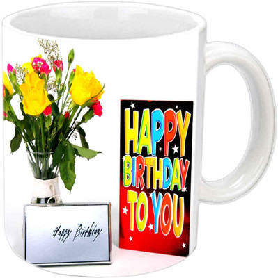 

Raj Laxmi flower gift b'day white Ceramic Mug(350 ml)