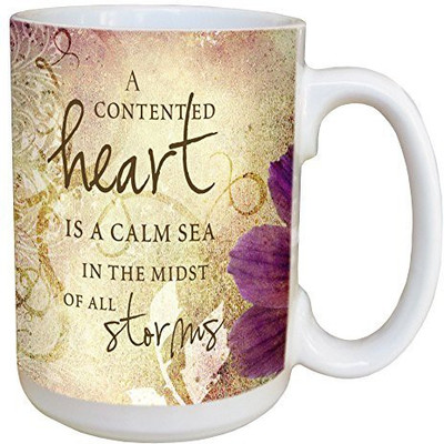 

Tree-Free Greetings Greetings 45474 Inspiring Quote Contented Heart Ceramic with Full-Sized Handle, 15-Ounce Ceramic Mug(60 ml), Multicolor