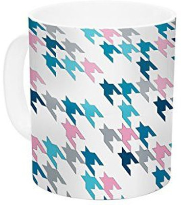 

Kess InHouse InHouse Project M Pink Tooth Blush Blue Ceramic Coffee, 11 oz, Multicolor Ceramic Mug(60 ml)