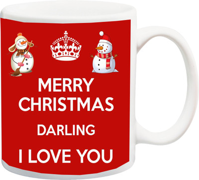 

ME&YOU Gift For family/Relative/friend;merry christmas darling i love you red printed Ceramic Mug(325 ml), Multicolor