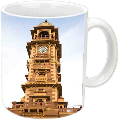 

Raj Laxmi Beautiful Rajasthani Building White Ceramic Mug(350 ml)