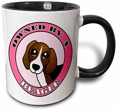 

3dRose Owned By A Beagle Pink Two Tone Black, 11 oz, Black/White Ceramic Mug(60 ml)