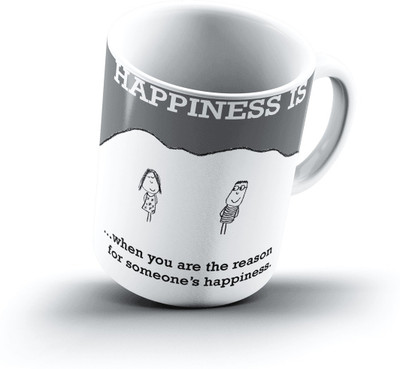 Ucard Happiness Is2136 Bone China, Ceramic, Porcelain Mug(325 ml)