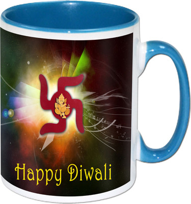 

Heyworlds happy diwali gifts 68 Ceramic Mug(325 ml), Multicolor