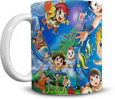

Ackme Design cartoon characters, Doraemon & Nobita Ceramic Mug(325 ml), Multicolor
