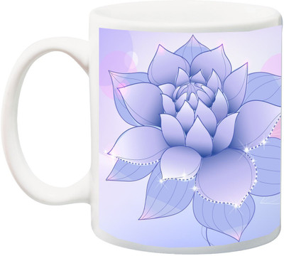 

ME&YOU Beautiful Blue Shining Lotus Flower Designer Print Ceramic Mug(325 ml), Multicolor