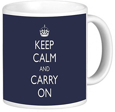 

Rikki Knight LLC Knight Photo Quality Ceramic Coffee, 11 oz, Keep Calm and Carry On, Blue Ceramic Mug(60 ml)