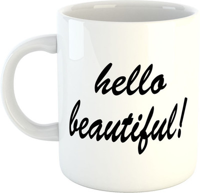 

Deeher Gifts Hello Beatiful Ceramic Mug(330 ml), Black