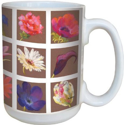 

Tree-Free Greetings Greetings lm43701 Tiled Flowers on Brown by Nel Whatmore Ceramic, 15-Ounce Ceramic Mug(60 ml), Multicolor