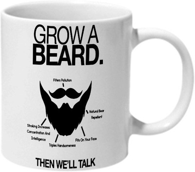 

Mooch Wale Grow A Beard Ceramic Mug(325 ml), Multicolor