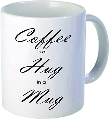 

Rikki Knight Knight Coffee is a Hug in a Ceramic Coffee Cups, 11 oz, White Ceramic Mug(60 ml), Multicolor