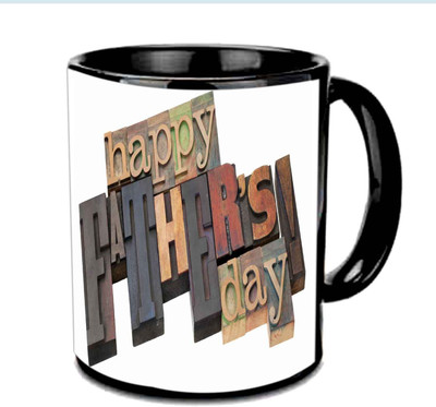 

Raj Laxmi Lovely Wooden Design Fathers Day Wishes Multicolor Ceramic Mug(3.5 ml), Black