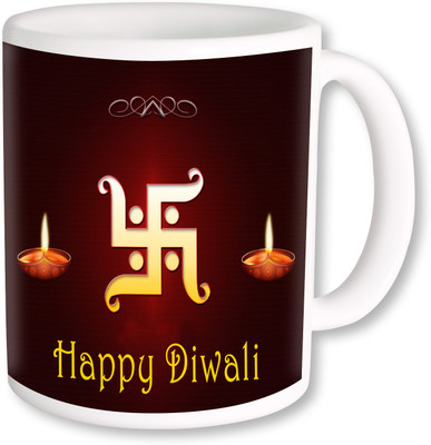 

PhotogiftsIndia Swastik With Red Background With Happy Diwali Coffee Ceramic Mug(325 ml), Multicolor