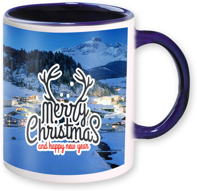 

Heyworlds merry christmas and happy new year Ceramic Mug(325 ml), Blue