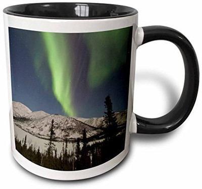 

3dRose Aurora Borealis, Northern Lights, Alaska, USA Us02 Hro0382 Hugh Rose Two Tone Black, 11 oz, Black/White Ceramic Mug(60 ml), Multicolor