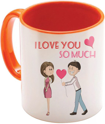 

SKY TRENDS Valentine Gift for Girlfriend Love Printed I Love U Forever Perfect for Her Him Wife Fiance Anniversary And Birthday STGD201 Ceramic Mug(325 ml), Orange