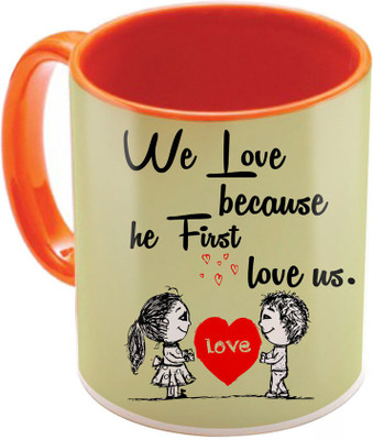 

SKY TRENDS Valentine Gift for Girlfriend Love Printed I Love U Forever Perfect for Her Him Wife Fiance Anniversary And Birthday STGD230 Ceramic Mug(325 ml), Orange