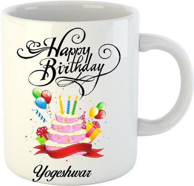 

Huppme Happy Birthday Yogeshwar White (350 ml) Ceramic Mug(350 ml)