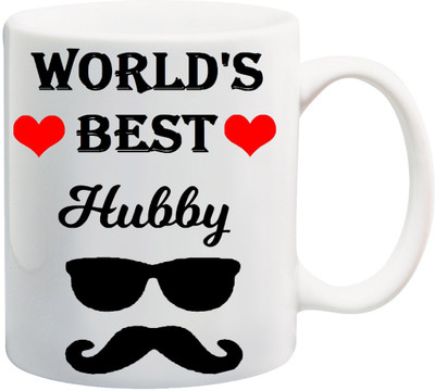 

ME&YOU Gift for Husband;The World's Best Hubby printed Ceramic Mug(325 ml), Multicolor