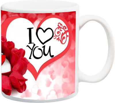 

ME&YOU Gift for Husband/Wife/Girlfriend/Boyfriend Lover;I Love You Red Rose printed Ceramic Mug(325 ml), Multicolor