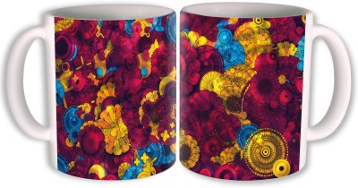 

PhotogiftsIndia flower design Ceramic Mug(350 ml, Pack of 2), Multicolor