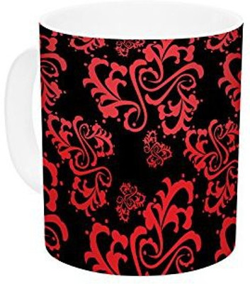 

Kess InHouse InHouse Mydeas Sweetheart Damask Black and Red Pattern Ceramic Coffee, 11 oz, Multicolor Ceramic Mug(60 ml)