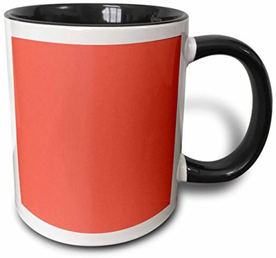 

3dRose Hot Coral Two Tone Black, 11 oz, Black/White Ceramic Mug(60 ml), Multicolor