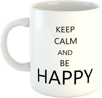

Deeher Gifts Keep Calm And Be Happy Ceramic Mug(330 ml), Multicolor