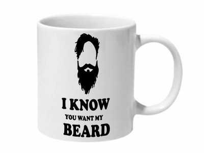Mooch Wale I Know You Want My Beard Ceramic Mug(325 ml), Multicolor