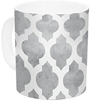

Kess InHouse InHouse Amanda Lane Gray Moroccan Grey White Ceramic Coffee, 11 oz, Multicolor Ceramic Mug(60 ml)