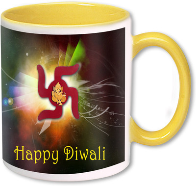 

Heyworlds happy diwali gifts 93 Ceramic Mug(325 ml), Multicolor
