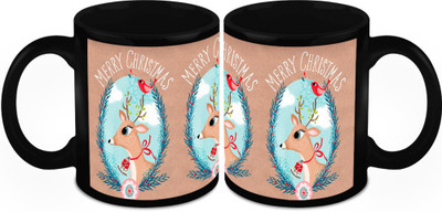 

Homesogood Innocent Christmas Stag Ceramic Mug(325 ml, Pack of 2)