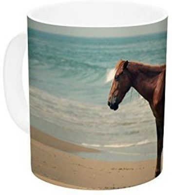 

Kess InHouse InHouse Robin Dickinson Sandy Toes Beach Horses Ceramic Coffee, 11 oz, Multicolor Ceramic Mug(60 ml)