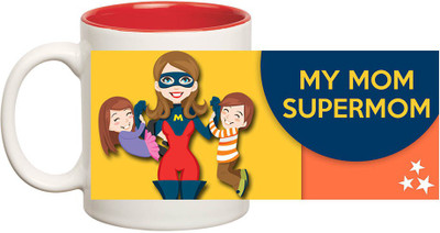 

HuppmeGift SuperMom Inner Red Ceramic Mug(350 ml), Red;white