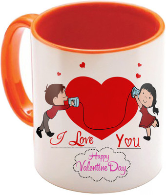

SKY TRENDS Valentine Gift for Girlfriend Love Printed I Love U Forever Perfect for Her Him Wife Fiance Anniversary And Birthday STGD038 Ceramic Mug(325 ml), Orange