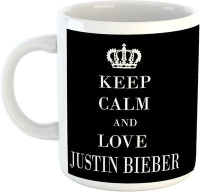 

Deeher Gifts Keep calm and love justin bieber Ceramic Mug(330 ml), Black;white