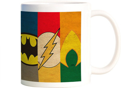 

Rangeele Inkers Superheroes Logos Ceramic Mug(300 ml), Multicolor
